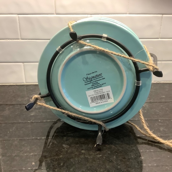 Cocktail Snack Bread and Butter Dishes w/Iron Caddy - Picture 5 of 6